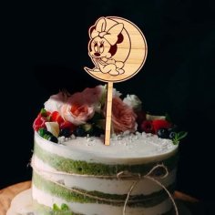 Laser Cut Wooden Minnie Cake Topper for Kids Event Vector File