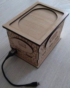 Laser Cut Wooden Mobile Charger Box CDR File