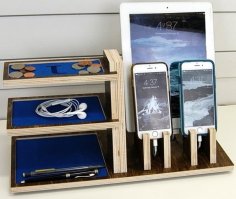 Laser Cut Wooden Mobile Organizer Stand Tablet Stand Desk Organizer CDR File