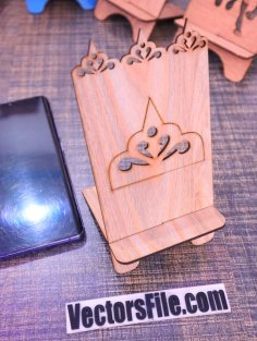 Laser Cut Wooden Mobile Stand King Phone Holder CDR and DXF File