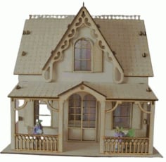 Laser Cut Wooden Model House, Plywood Doll House, Wooden House Vector File