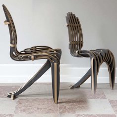 Laser Cut Wooden Modern Chair Design CNC Wood Furniture Template Vector File