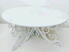 Laser Cut Wooden Modern Table with Heart Design CDR and DXF Vector File