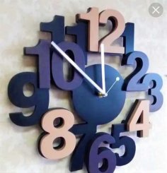 Laser Cut Wooden Modern Wall Clock with Bold Numbers DXF File