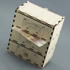 Laser Cut Wooden Money Box Cash Saving Bank Box Vector File