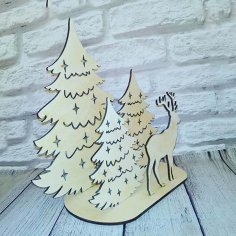 Laser Cut Wooden New Year Christmas Decoration Idea DXF and CDR File