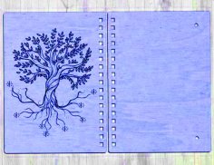Laser Cut Wooden Notebook Cover Book Cover Tree Engraving Design DXF File