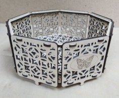 Laser Cut Wooden Octagon Box Storage Case Decorative Packaging Box Vector File for Laser Cutting