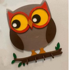Laser Cut Wooden Owl Wall Key Hanger Owl Wall Key Organizer CDR File