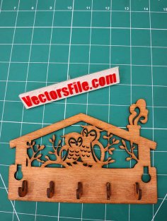 Laser Cut Wooden Owl Wall Key Holder Housekeeper Key Hanger Key Organizer CDR and DXF File