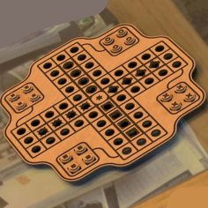 Laser Cut Wooden Parchisi Board Game with Engraving Design CDR File