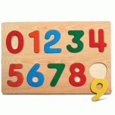 Wooden Peg Puzzle Toddlers Number Jigsaw Toys Educational Raised Puzzle Laser Cut CDR File