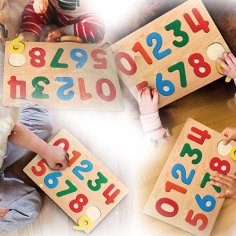 Laser Cut Wooden Peg Puzzle Toddlers Number Jigsaw Toys Kids Educational Raised Puzzle Vector File