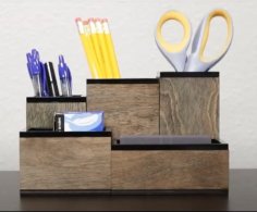 Laser Cut Wooden Pen Holder Wood Desk Organizer CDR File