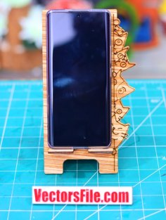 Laser Cut Wooden Phone Holder Desk Mobile Stand Cartoon Face 3mm CDR and DXF File