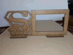 Laser Cut Wooden Photo Frame Super PAPA, Picture Family Frame Vector File