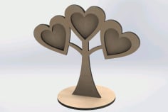 Laser Cut Wooden Photos Heart Shaped on Tree Frame Design DXF Vectors File