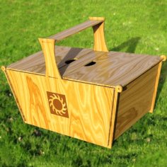 Laser Cut Wooden Picnic Basket with Handle DXF and CDR File