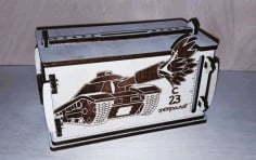 Laser Cut Wooden Piggy Bank Tank Engraving Design CDR File