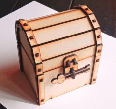 Laser Cut Wooden Pirate Treasure Chest Storage Box CDR File