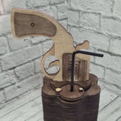 Laser Cut Wooden Pistol shape Minibar Free Vector