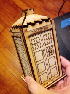 Laser Cut Wooden Police Box Tardis Toy Vector File