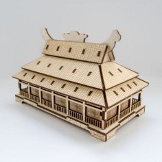 Laser Cut Wooden Puzzle Chinese Temple Architectural Model DXF File