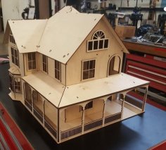 Laser Cut Wooden Puzzle House Model Design 3D Building Layout Vector File