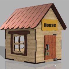 Laser Cut Wooden Puzzle House Model Design Doll House Piggy Bank House CDR File