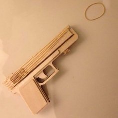 Laser Cut Wooden Puzzle Laser Cut Semiautomatic Rubber Band Gun Toy CDR and DXF File