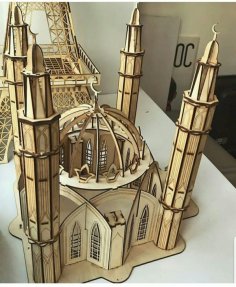 Laser Cut Wooden Puzzle Mosque Design 3D Model CDR and DXF File