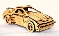 Laser Cut Wooden Puzzle Racing Car Toy Model CDR File