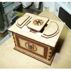 Laser Cut Wooden Puzzle Shield Box Vector File