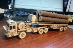 Laser Cut Wooden Puzzle Truck Toy 3D Model CDR File