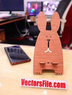 Laser Cut Wooden Rabit Mobile Stand Cell Phone Holder CDR and DXF File