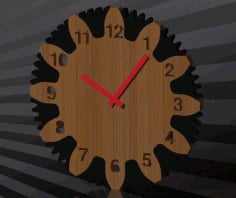 Laser Cut Wooden Red Needle Wall Clock Vector File