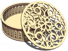 Laser Cut Wooden Round Box Pattern Design Jewelry Box Wedding Gift Box Vector File