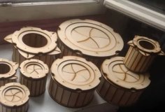 Laser Cut Wooden Round Box with Sliding Lid CDR File