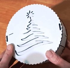 Laser Cut Wooden Round Christmas Gift Box PDF and CDR File
