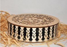 Laser Cut Wooden Round Jewelry Box CDR File