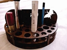 Laser Cut Wooden Round Makeup Stand Layout CDR File