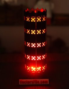 Laser Cut Wooden Round Night Light LED Lamp Modern Wooden Lamp 3mm Vector File