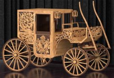Laser Cut Wooden Royal Presidential Horse Drawn Buggy 3D Puzzle PDF and CDR File