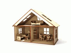 Laser Cut Wooden Rustic House for Dolls CDR and Ai Vector File