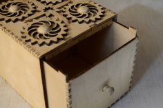 Laser Cut Wooden Safe Box with Drawer CDR File