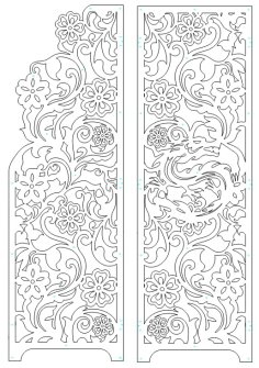 Laser Cut Wooden Screen Panel for Room Divider Layout Vector File