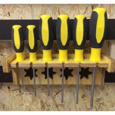 Laser Cut Wooden Screwdriver Holder Tools Organizer Wall Mounted Screwdriver Stand Vector File