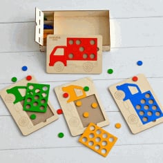 Laser Cut Wooden Shape Puzzles For Toddlers Truck Peg Puzzle CDR File