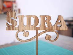 Laser Cut Wooden Sidra Cake Topper Template CDR and DXF File