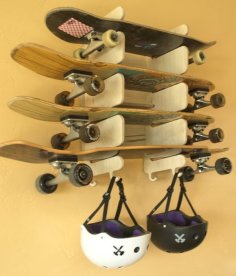 Laser Cut Wooden Skateboard Wall Shelf CDR File